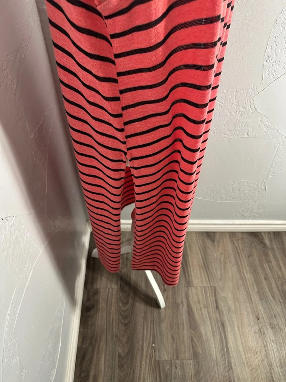 LuLaRoe Coral and Black Striped Sleeveless Duster